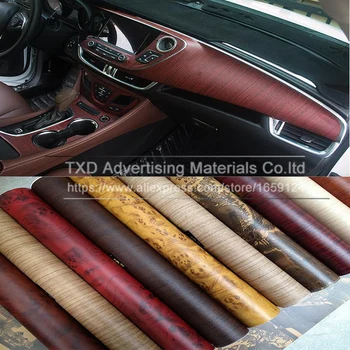 Промоция 10*124 см/Лот, дървена, PVC фолио за вътрешната тапицерия на автомобила, дървени и PVC винил стикер от free shipping Wood grain pvc