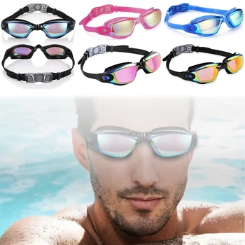 Професионални очила за плуване Унисекс очила за плуване с затычками за уши, скоба за носа, галванична водоустойчив силикон