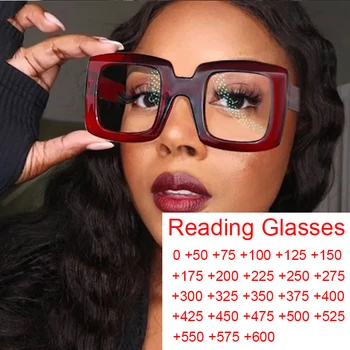 Реколта оптични рамки за очила 2022, уникални анти-сини, светло-червени квадратни очила за четене на рецепта за жени, точки от 0 До 6 за мъже