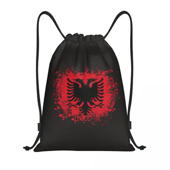 Ретро Албански Флаг на Раницата на съвсем малък, Спортна Спортна Чанта за Жени, Мъже, Албански Орел, Чанта за Пазаруване