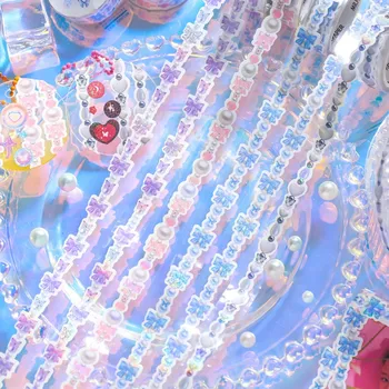 Романтичен Комплект стикери с перли, лазерни декоративни стикери за албума Kawaii, корейски, канцеларски материали, материали 