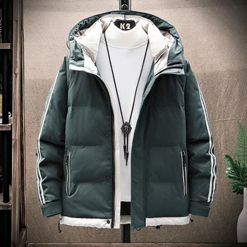 С качулка 2023, мъжко зимно ново палто с подплата, марка приливи и отливи, красив пуховик, универсални висококачествени топли палта, мъжки директен доставка