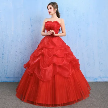 Сватбена рокля 2023, Пролет-Пролетта Нов Корейски Топ за Младоженци, Голям Размер, Червено Дантелено Дебнещ Рокля За Бременни Жени Дължина до пода