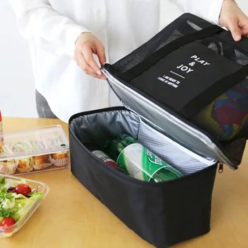 Сгъваема Голяма чанта-хладилник, Преносими чанти-хладилници за обяд, водоустойчив изолиран пакет с лед за пикник, термосумка за хранене, чанта за доставка на храна