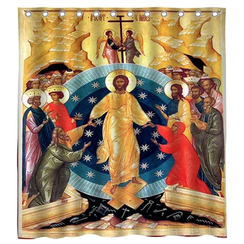 Символ На Христос, Отправляющего Мъртвите В Ада, Църквата На Неговата Смърт, Традиционната Икона На Великденските Празници, Завеса За Душ От Ho Me Pipi