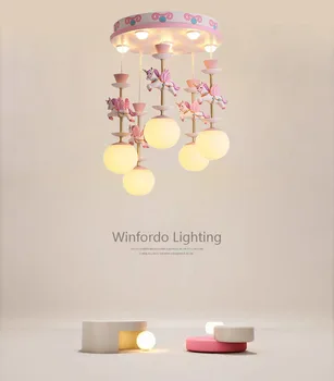 Скандинавска полилей, висящи лампи във формата на приказния еднорог, креативни led висящи осветителни тела за детска стая