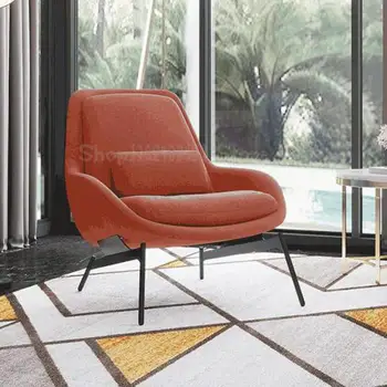 Скандинавски единична диван стол с регулируема облегалка, модерен прост лек луксозен iron дизайнерски мързелив кожен стол, стол за почивка в хола