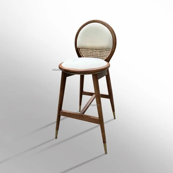 Скандинавските дизайнерски бар столове, Бар столове за кухненски мебели, домашен ретро ротанговый стол, Модерни и креативни бар столове с висока облегалка