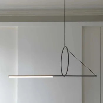 Скандинавските черни led висящи лампи съвременната геометрична форма от ковано желязо, творчески дългият висящ лампа за вътрешно осветление трапезария
