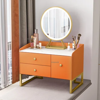 Скринове от масив, дърво в скандинавски стил за мебели в спалнята, лесен луксозен масичка за грим, Малък скрин-татами, тоалетка със светъл огледало
