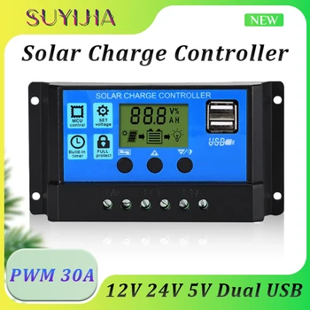 Слънчев контролер 12/24-60A 50A 30A 40A 20A 10A LCD дисплей с двоен USB изход, 5 В С USB порт, Слънчев Регулатор, PWM Зарядно Устройство