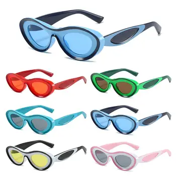 Слънчеви очила със забавна нотка на котешко око, женски реколта двуцветен, овални, слънчеви очила, мъжки оттенъци и Луксозни Модни слънчеви очила в ретро стил