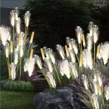 Слънчеви тръстика осветителни тела за външно градина, fiber лампа, Водоустойчив градинска лампа, имитиращи поддържан лампи за декорация на двор