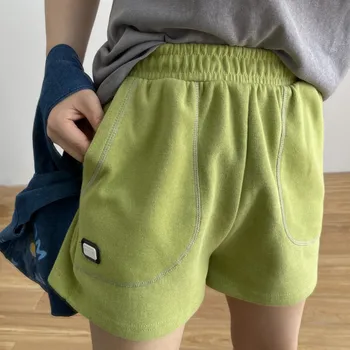 Спортни къси панталони женски 2023, пролет-лято, нова корейска версия, свободна, с висока талия, тънки, отворена линия, всекидневни, широки шорти