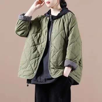 Стеганое кратко памучни палта за жени, фин, свободно, с бутони под формата на диамант, в корейски стил, новата есенно-зимни дрехи z3023