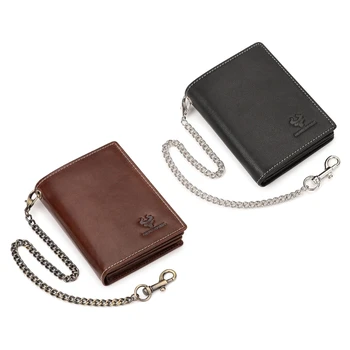Стилен Мъжки Кратък Чантата си, Блокиране на Държач за Карти с Веригата, Подарък за AirTags E74B