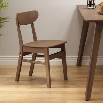 Столове от масивно дърво в скандинавски стил, Тоалетка, стол от гумен дърво, Домашна кръгла облегалка, столове за трапезария, кухня, бюро, стол