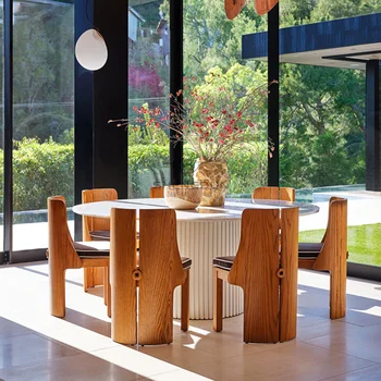 Съвременен китайски стил, семейно обяд стол от масивно дърво, Дизайнерски проста мебел за почивка в хотел със специална форма