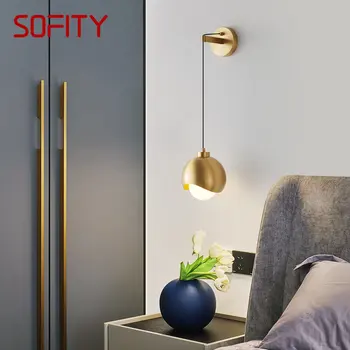 Съвременно стенни аплици SAMAN е с led подсветка, месинг, креативна простота, нощна лампа от златно стъкло за домашен интериор на спалнята