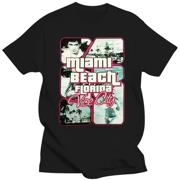 Тениска Miami Beach, спомен за киселинната измиване, на почивка, на човек с белег, Vice City, Размер S-3Xl, нова забавна тениска