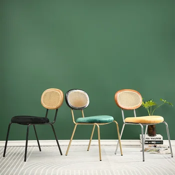 Трапезария стол от ратан е в скандинавски стил, прости трапезни столове с облегалка, стол за грим, всекидневни стол, Ресторант столове, столове за спални Z