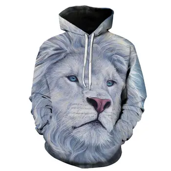 Триизмерен женски дъждобран с щампи на лъвове, 3D-печат на големи животни, мъжки и женски пуловери, ризи, дъждобран с дълги ръкави, дамски топ