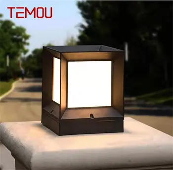 Уличен слънчев Кубичен лампа TEMOU LED Водоустойчива Стълб за дома Градината и двора
