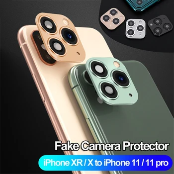 Фалшива капак на обектива на камерата за iPhone XR X за iPhone 11 Pro Max Актуализира вашия телефон стикер на обектива Подкрепа светкавица Защита от драскотини със Стъклен капак