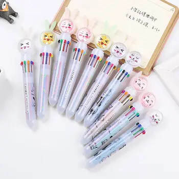 Химикалка писалка 10 Цвята с мультяшными Пайети, Заек, Котка, Кавайная дръжка-roller, офис и ученически принадлежности, подарък