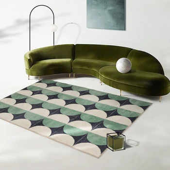 Художествени шарени карирани килим, Удобен мек килим за спалнята Естетика на модерното декорация на дома Килими за хола голям площад килим tapis