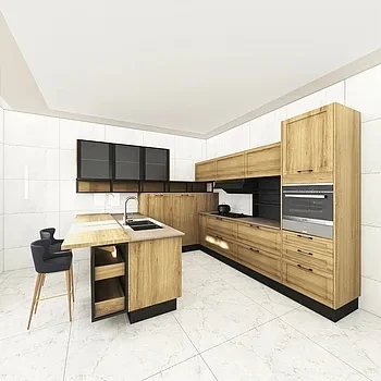 Цвят на дървото модерен шкаф шейкър стил бели кухненски шкафове