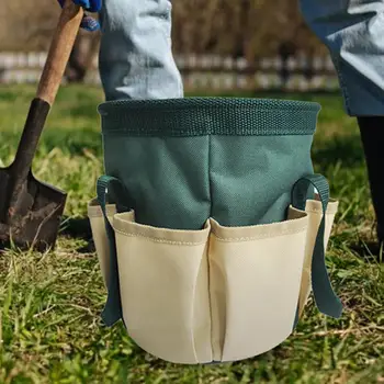 Чанта за градински инструменти с множество джобове, откриване на върха, Носеща натоварването, Компактен цилиндрична чанта за съхранение на обрезных инструменти, градински аксесоар