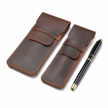 Чанта за писалки ръчно изработени от естествена телешка кожа, ретро чанта за моливи ретро стил, молив случай, чанта за съхранение на дневника, пътни принадлежности