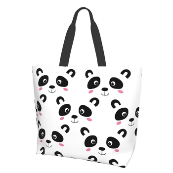 Чанта-тоут за жени със сладък пандой, бебешки торби за многократна употреба за пазаруване, плажна чанта