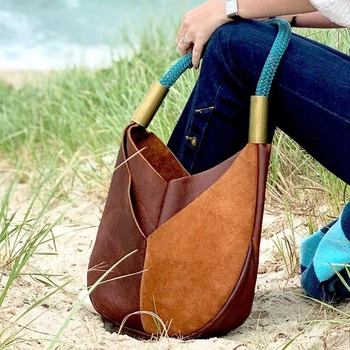 Чанти-тоут, луксозна дизайнерска чанта за жени, новост 2023 г., благородна персонални чанта през рамо с плетени веревочной шевове, безплатна доставка