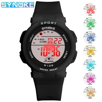 Часовници SYNOKE Band за деца и момичета 50 м водоустойчив цифров електронен часовник в спортен стил за студенти, цветни светещи часовници