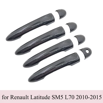 Черен цвят дръжки на вратите от въглеродни влакна, калъф за Renault Latitude SM5 L70 2010 ~ 2015, автоаксесоари, стикер 2011 2012 2013