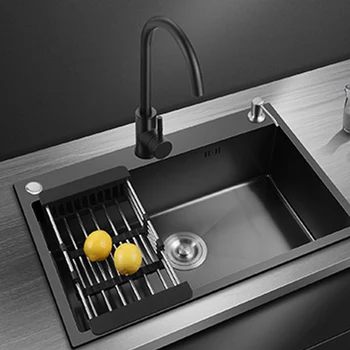Черна мивка с една мивка Творчески комплект кухненски мивки от неръждаема стомана за дома, Аксесоари Ръчна изработка