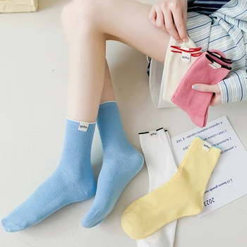 Чорапи за жени 2023, нови тенденции, ярки дишащи памучни чорапи за момичета, всекидневни, абсорбиращи потта, меки, в корейски стил, женски