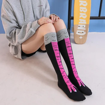 Чорапи с Пиле Крака, Дамски Чорапи над Коляното с 3D Принтом, Тънки Чорапи Над Коляното, Дълги Чорапи за момичета в Гимназията, Забавни Чорапи