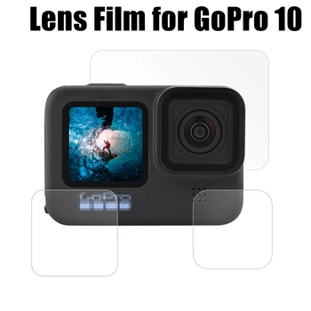 за GoPro 10 защитен слой от закалено стъкло за екрана, обектива на камерата, защитно фолио, аксесоари за екшън-камера, 2 комплекта