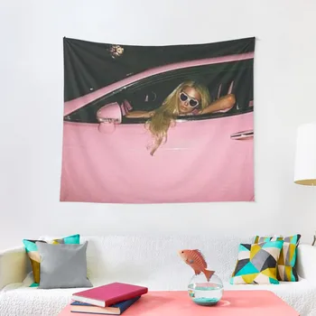 парис Хилтън на розова кола y2k дизайнерски гоблен Tapete за декорация на стените на вашата спалня
