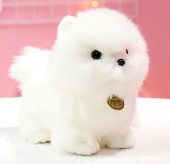 сладката бяла плюшен играчка за куче от породата померан, висококачествена мека кукла-куче, детски подарък за рожден ден, около 23 см w2550
